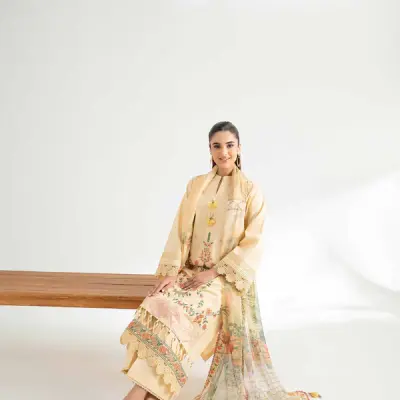 3 Piece - Digital Printed Embroidered Suit