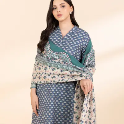 3 Piece - Embroidered Light Khaddar Suit