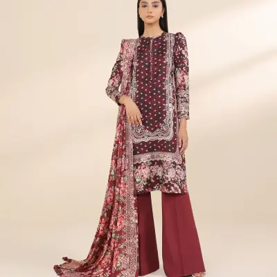 3 Piece - Printed Linen Suit