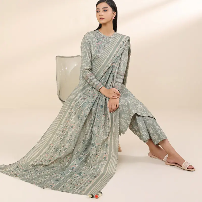 3 Piece - Embroidered Khaddar Suit