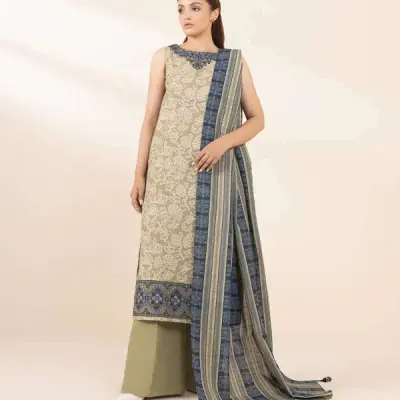 3Pc Embroidered Khaddar Suit