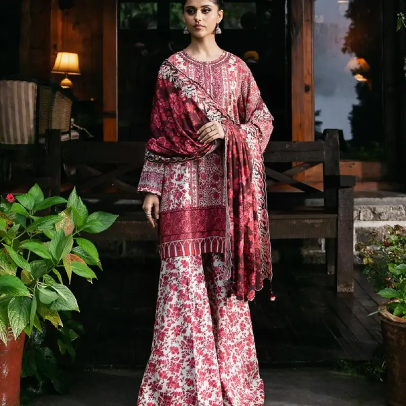 3 Piece - Embroidered Linen Suit