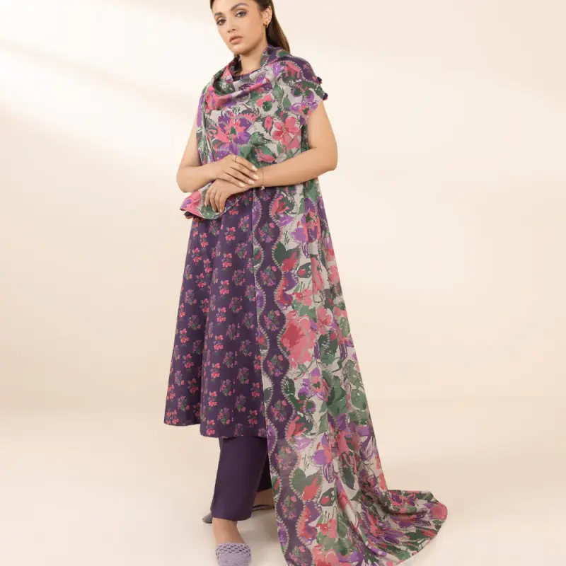 3 Piece - Printed Light Khaddar Suit