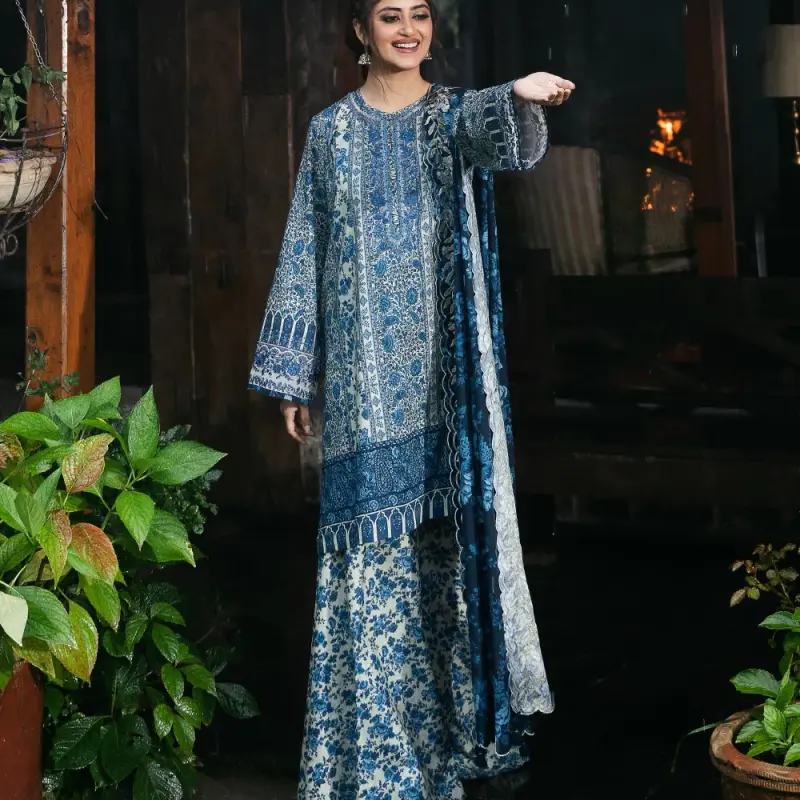 3 Piece - Embroidered Linen Suit