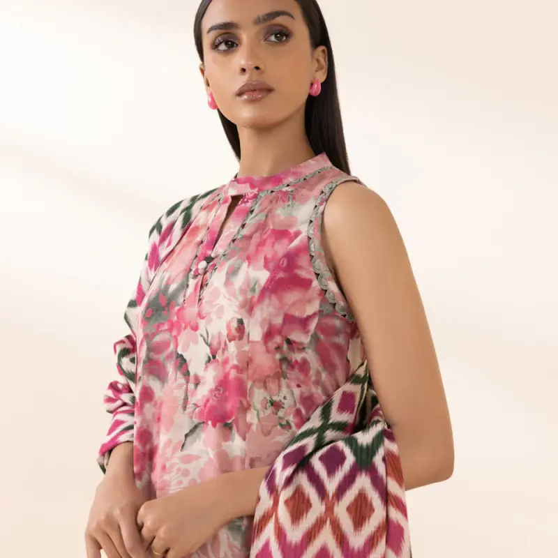 3 Piece - Printed Cambric Suit